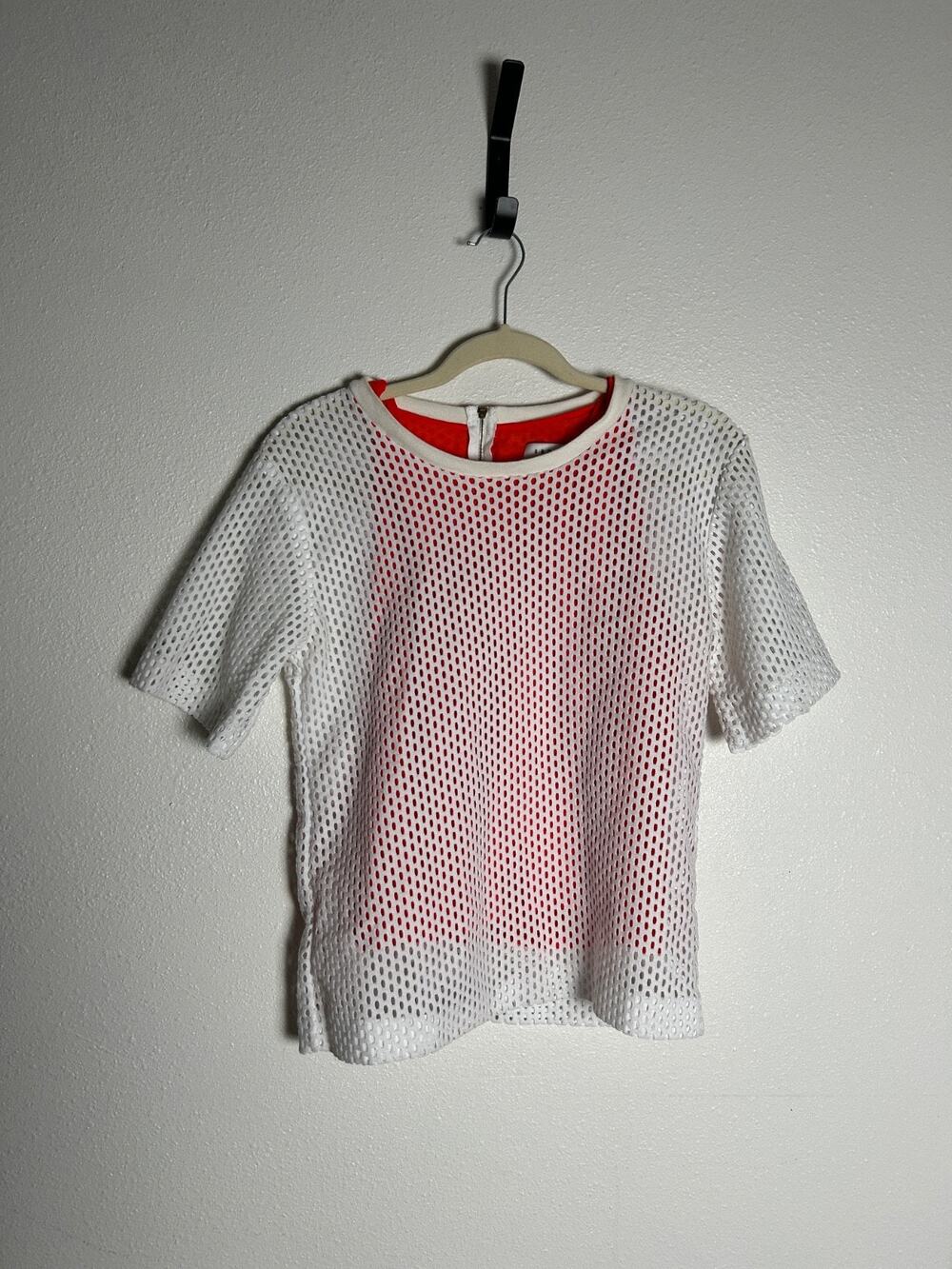 Sandro Paris 2 Piece Tank/Short Sleeve Orange White Athletic Top SZ 2/US 6
